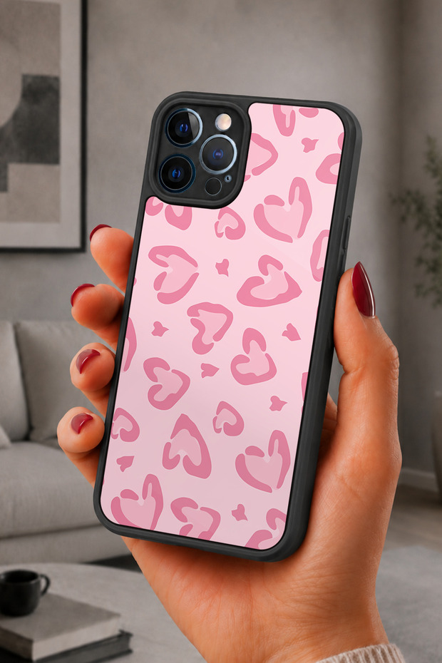 iPhone 12 Pro Max Compatible Heartpattern Patterned Shockproof Case with Camera Protection