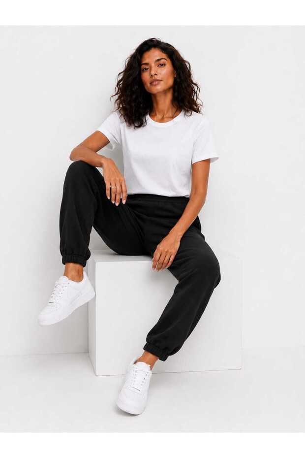 Black Waist and Leg Elastic Sweatpants