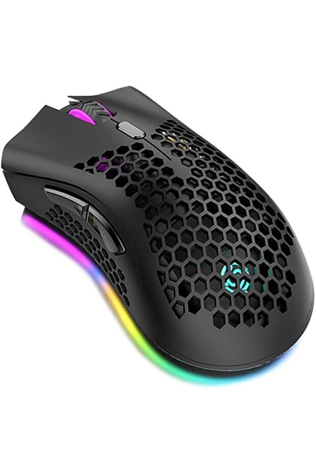 ايكام ماوس العاب لاسلكي 2.4G قابل لاعادة الشحن مع تأثير ضوء RGB 3 نقطة لكل بوصة قابلة للتعديل بتصميم