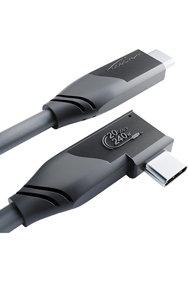 كيبل نقل بيانات USB نوع C إلى USB 3.2 بزاوية قائمة الكل في واحد لنقل الفيديو والبيانات بسرعة 20 جيجا
