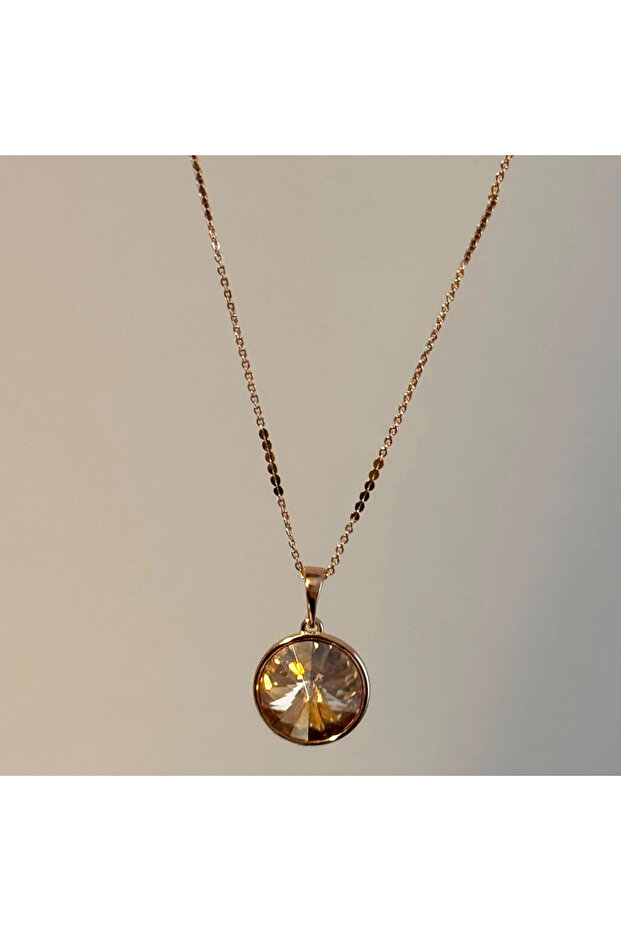 Amber Color Round Stone Necklace