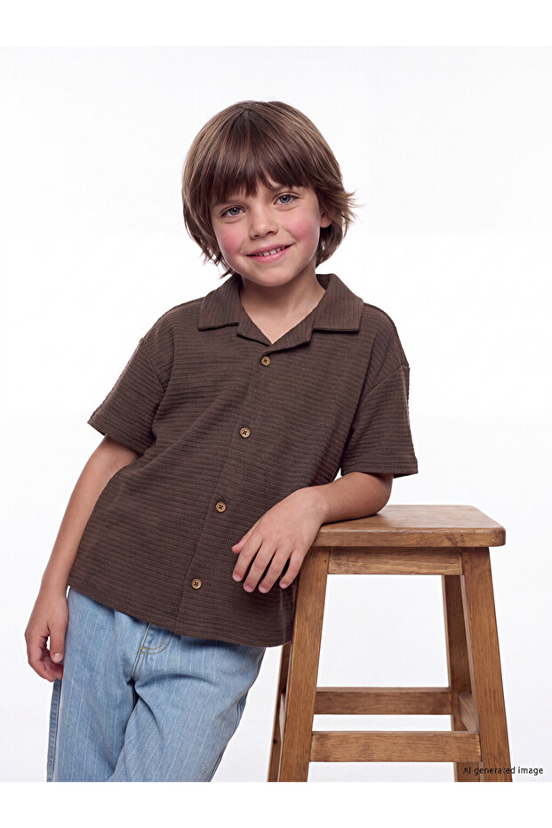 Lcw Kids Resort Collar Patterned Boy's Shirt