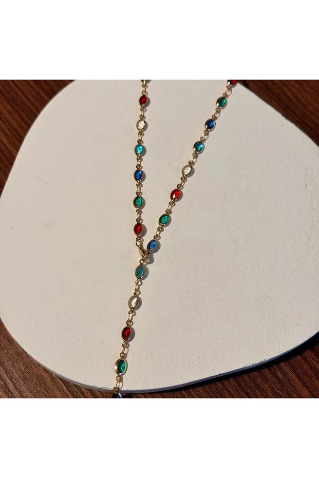 Flat Y Colored Necklace