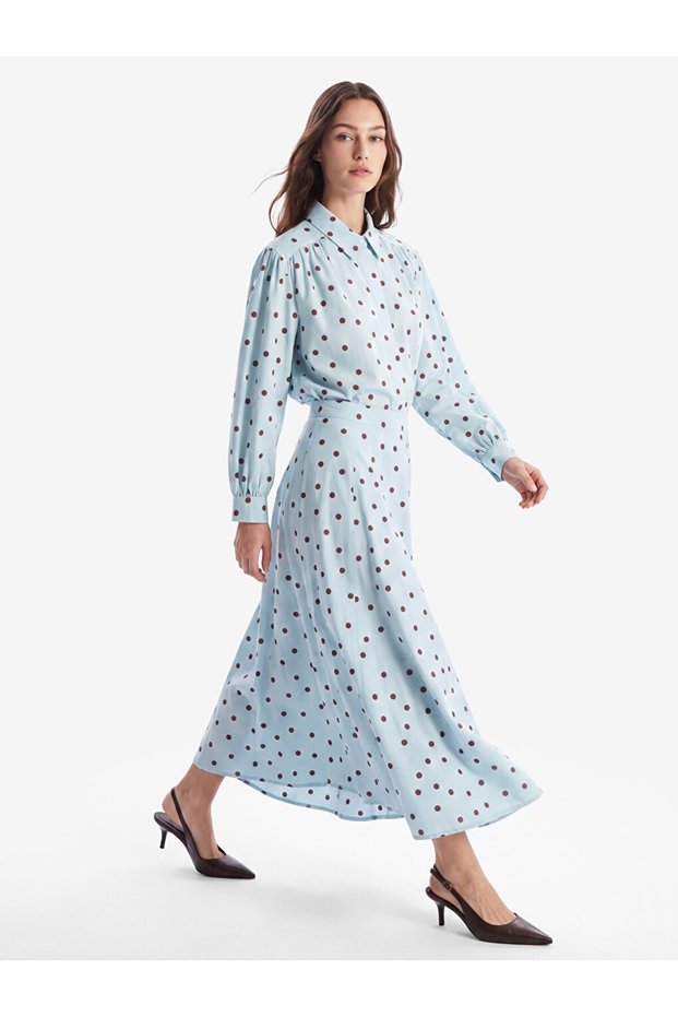 Lcw Modest Waist Zipper Polka Dot A-Line Skirt