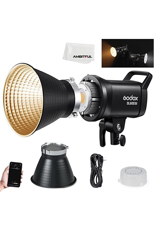 غودوكس مصباح فيديو SL60II-D SL-60W CRI 96+، TLCI 97+ LED ضوء نهاري ابيض مستمر 5600±200 كلفن 70 واط ب