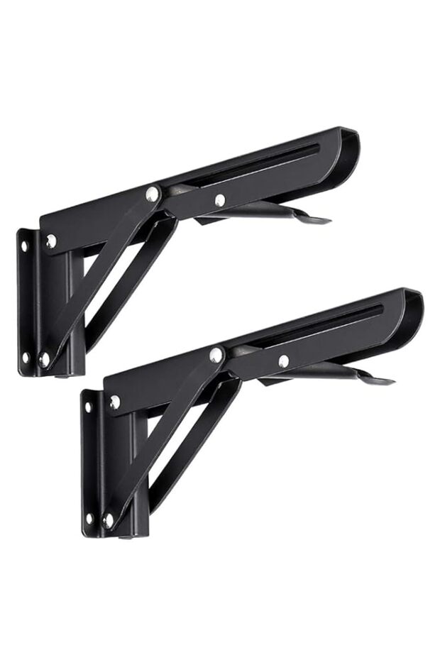 Sumnacon Sturdy Folding Shelf Brackets - Heavy Duty Metal Triangle Table Bench Folding Shelf Bracke