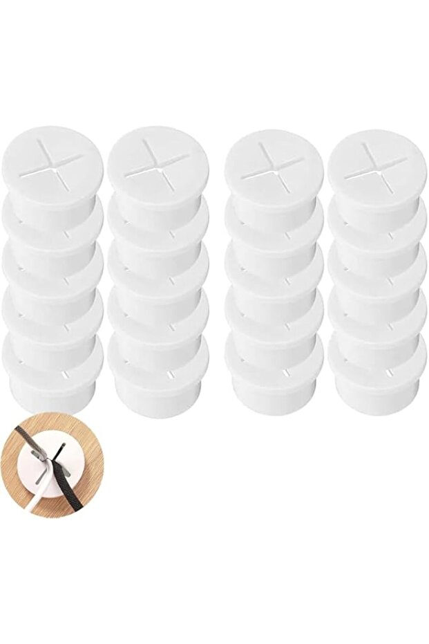 Aputue Desk Hole Cover for Cable, 20 Pcs 1 Inch Flexible Silicone Cable Grommets, Wire Pass Through