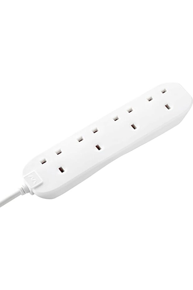 Masterplug 2 Metres Four Socket Extension Lead, White