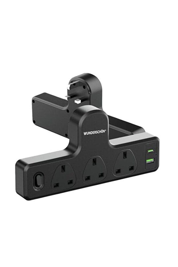 WUNEDRSCHÖN | Wall Plug Extension Socket - 3 Way Electrical Outlet Extender With USB-C USB-A, UK Pl