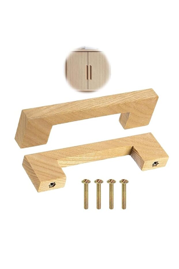 Wood Drawer Pulls, Ash Wood Hole Center Square Wooden Drawer Pulls Cabinet Handles with Screws,for
