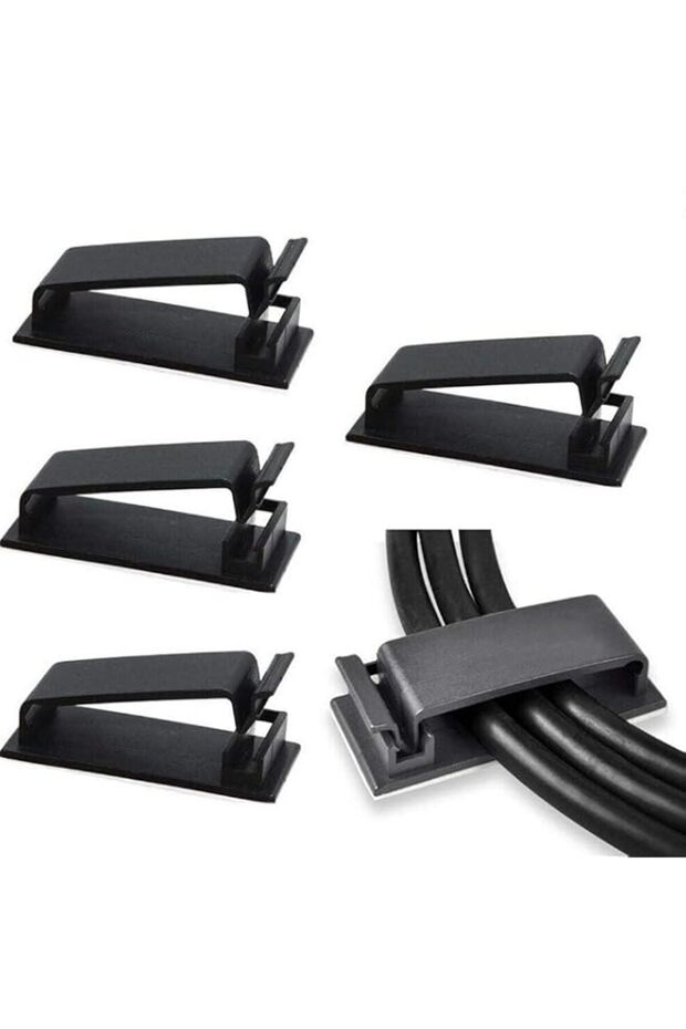 SKEIDO 100-Pack Self-Adhesive Cable Clips - 46x18mm Cord Organizers for Under Desk, TV & PC Wire Ma