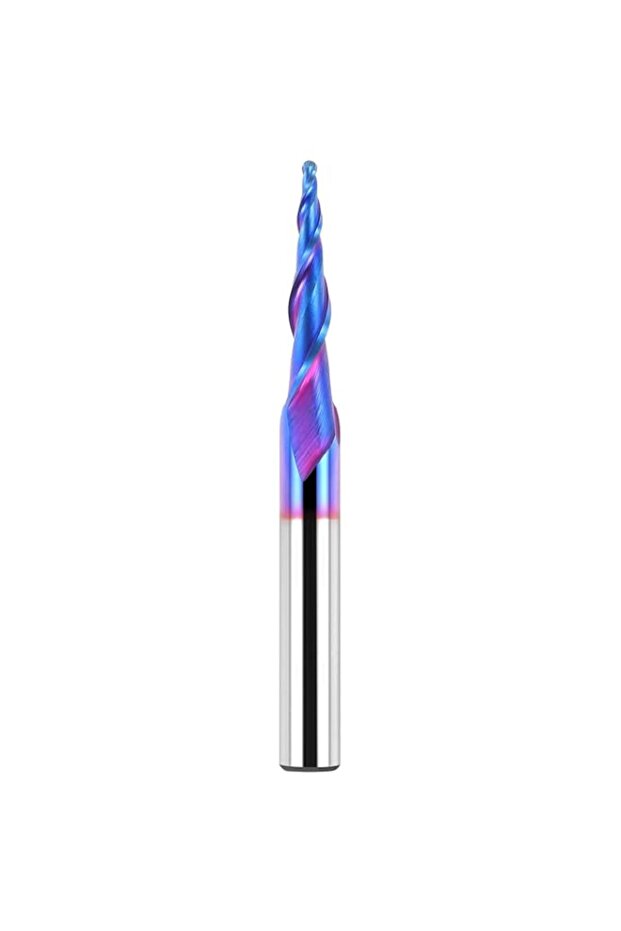 JAFFIUST Tapered Ball Nose Router Bit 1/4" Shank, 1/8" Tip Diameter 1/16" Radius, 3.6 Degree, Solid