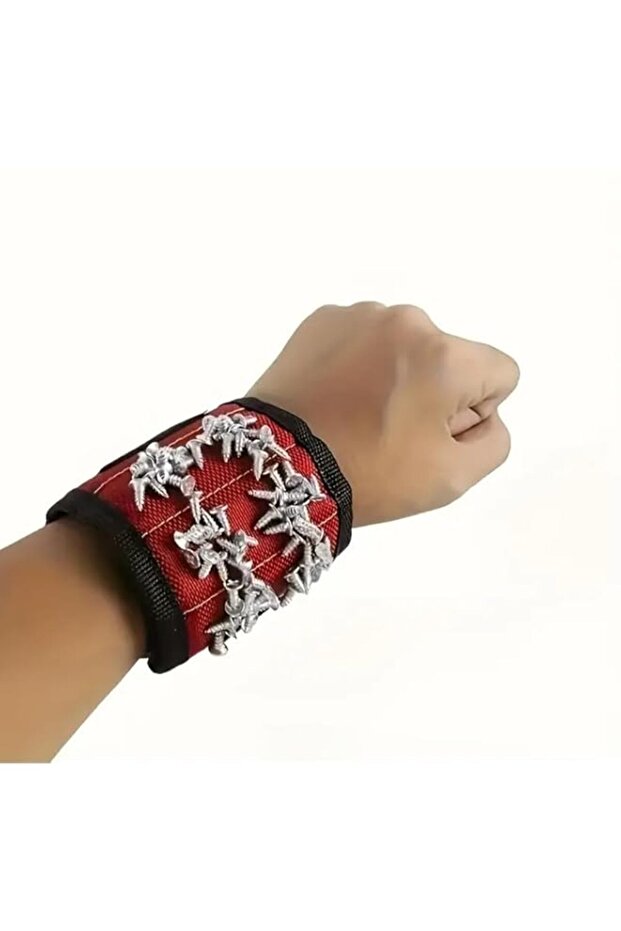 Magnetic Wristband Tool Holder, Black Mesh Construction, Strong Magnets for Screws and Nails, Profe