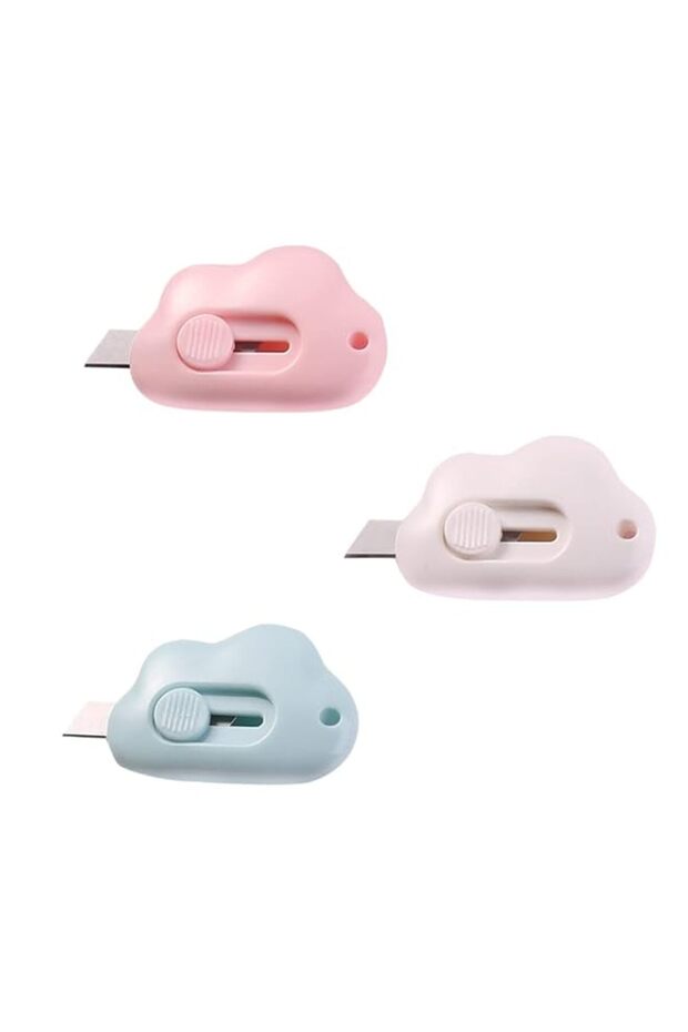 Leven Cute Retractable Box Cutters, 3 Utility Knife, Sharp Cartons Cardboard Cutter Razor Knife for