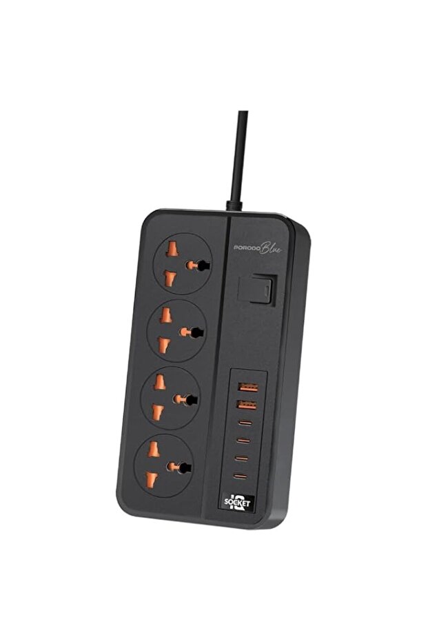 Next Store 4 AC Power Strip with 4 USB-A & 2 USB-C Ports, 3M Cable, 3000W, UK 3-Pin Plug, Safety Sh