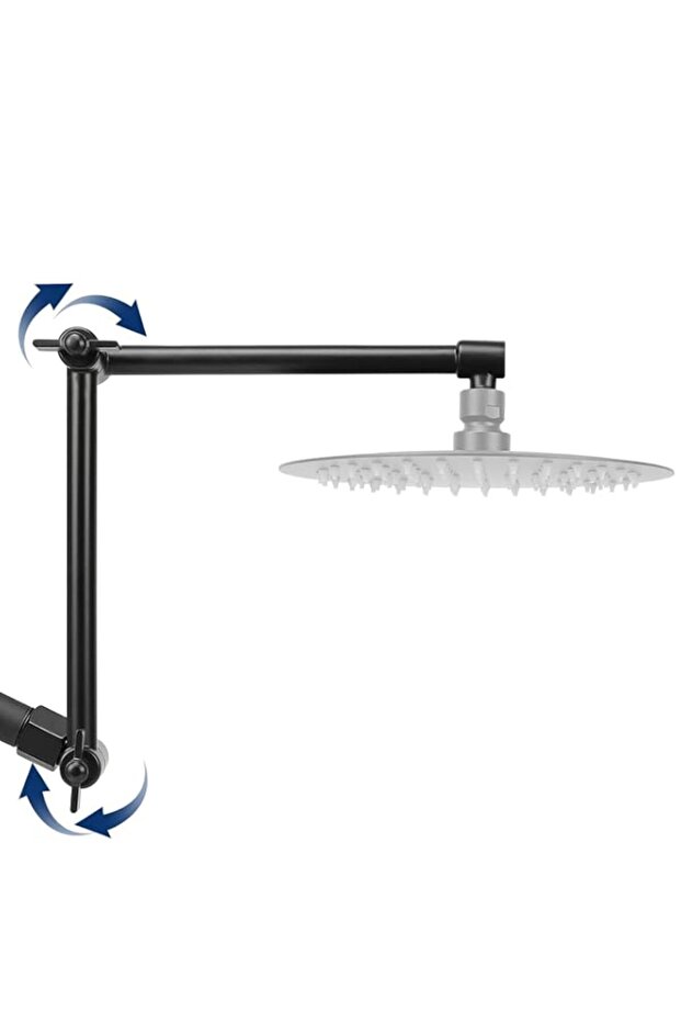 NearMoon Adjustable Shower Arm, Matte Black, 16 Inch, 3 Settings, Sturdy Solid Brass, Easy Tool-Fre