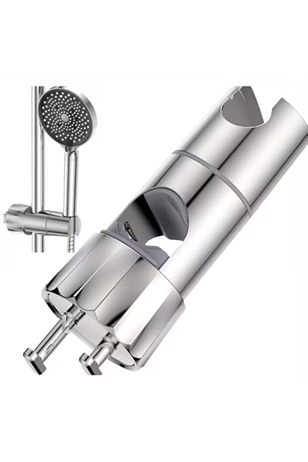 BA Adjustable Shower Head Holder with 2 Hooks – Universal 360° Rotating Bracket for 19–23mm Shower