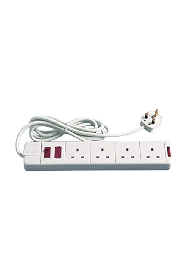 Heavy Duty Extension Cord with Switch, Fuse and Indicator - White,4m