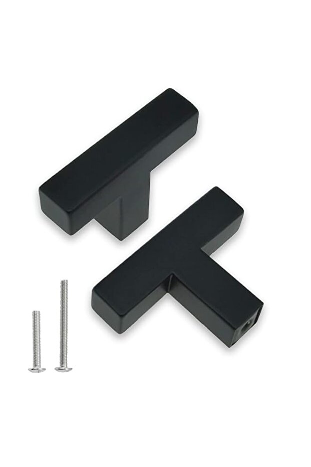 Cabinet Pulls Matte Black Cabinet Handles Square Drawer Pulls, 2 Pack Stainless Steel Kitchen Door