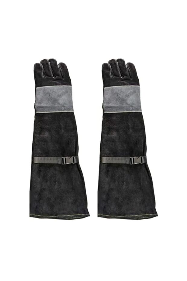 Extra Long Leather Welding Gloves with Adjustable Strap, Multi-functional Safety Work Gloves, Annim