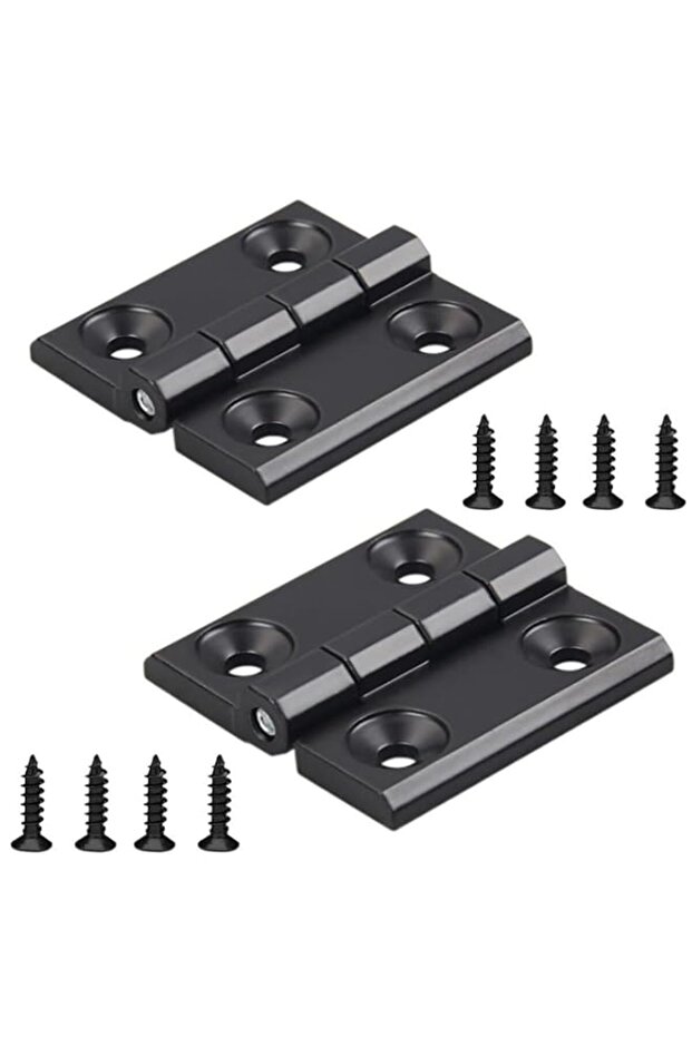 Pack of 2 Black Zinc Alloy Hinges 60 x 60 mm Door Frame Hinges Aluminium Profile Hinge Installation
