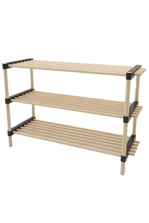 Orchid Seowood Wood Modular 3 Shelf Functional Organizer,Wooden Shoe Rack - Storage Bench, Closet,