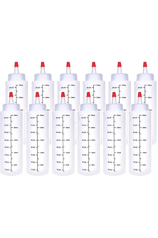 ELECDON Condiment Squeeze Bottles, 12 Pack 240 ML Plastic Squeeze Bottles With Red Tip Cap Tie Dye