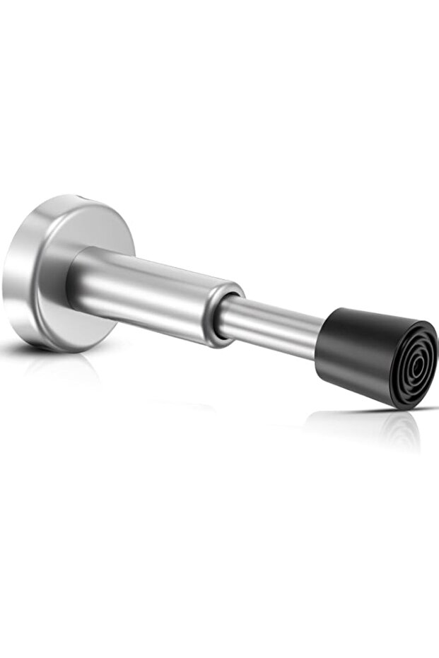 Matte Door Stop, Sound Dampening Stainless Steel Adjustable Stop with Rubber Bumper, Wall Mounted,