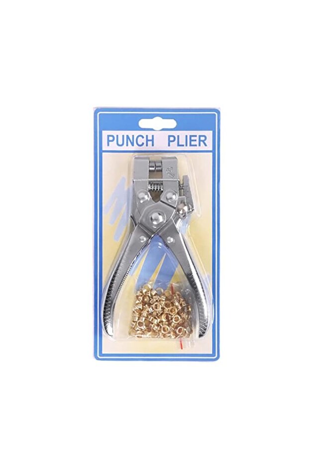 Eyelet Hole Punch Pliers Multi-Function Puncher With 100Pcs Metal Eyelets Manual Press Tool Grommet