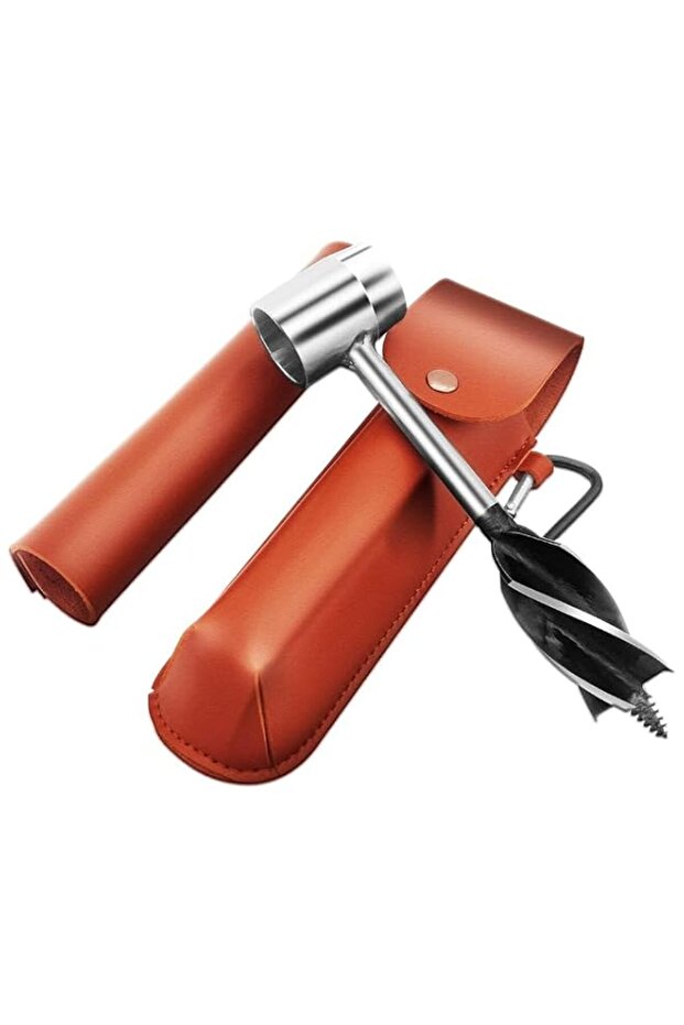 WANGCL Manual Auger Drill Manual Drill with Leather Case Wood Drill Peg Hole Tool for Camping and B