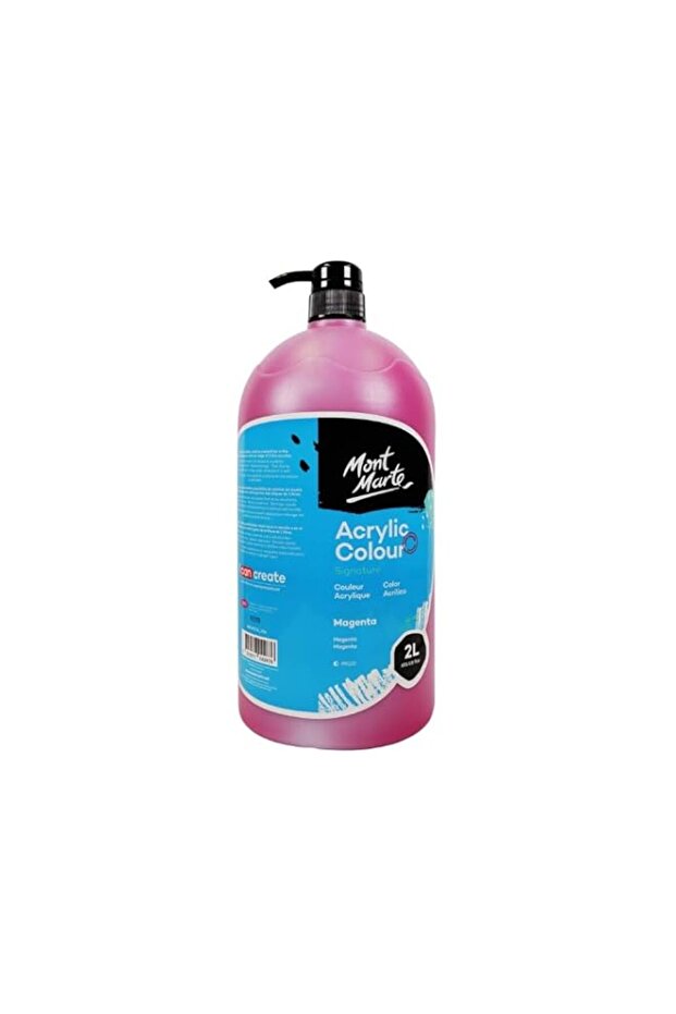 Mont Marte Acrylic Color Paint in Pump Bottle 2 Litre, Magenta