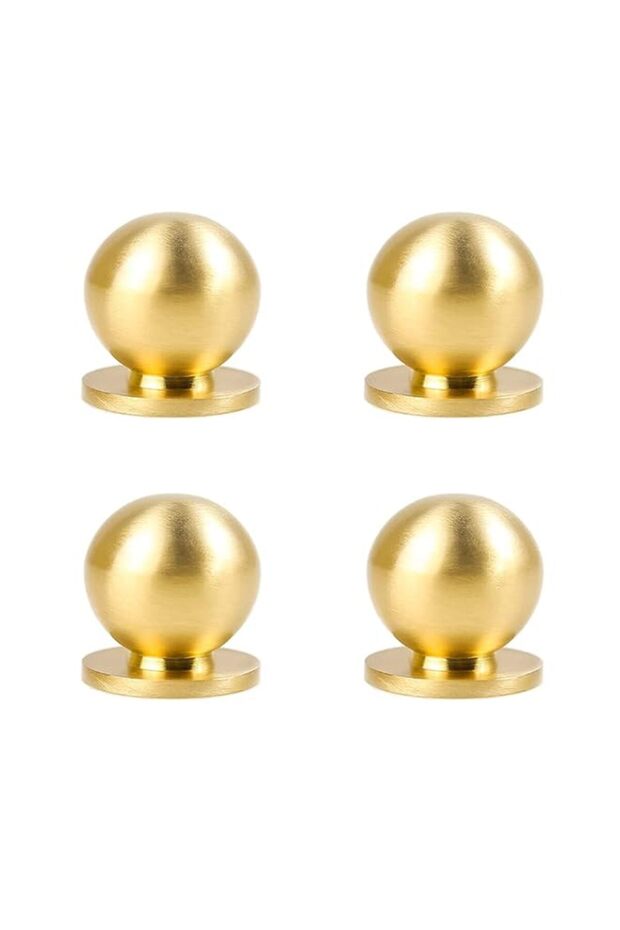 RZDEAL 4pcs 7/8" x15/16(22mmx24mm) Diameter Round Solid Brass Pulls Antique Cabinet Drawer Small Ha