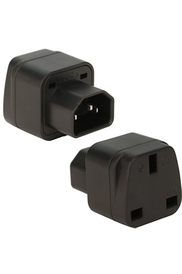 Black 2 Pack C14 to UK Outlet Socket, IEC 60320 Plug - IEC 320 C14 Male to UK Plug C13 Socket Conve