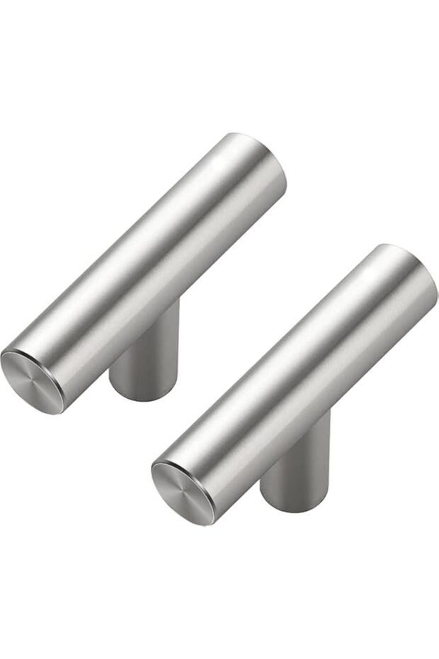 Lonimia 10Pcs 50mm Kitchen Handles with Screws Stainless Steel T Cupboard Handle,Silver Pulls for K