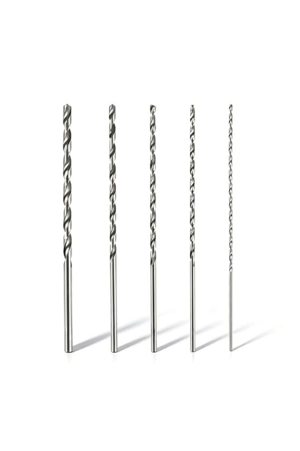 5 Pcs Extra Long Twist Drill Bits, 150mm HSS Wood Drill Bit Set for Plastic Steel Plate - 2mm 3mm 3