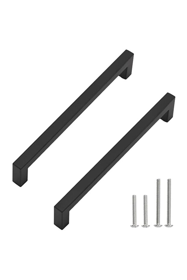 Cabinet Pulls Matte Black Cabinet Handles Square Drawer Pulls, 5 Pack 8-4/5 Inch Stainless Steel Ki
