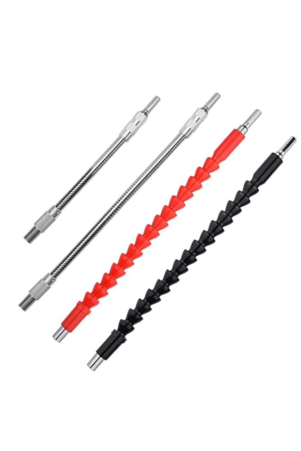 FineGood 4 Pcs Flexible Drill Bit Extension, FineGood Soft Drill Connection Adaptor Screwdriver Ext