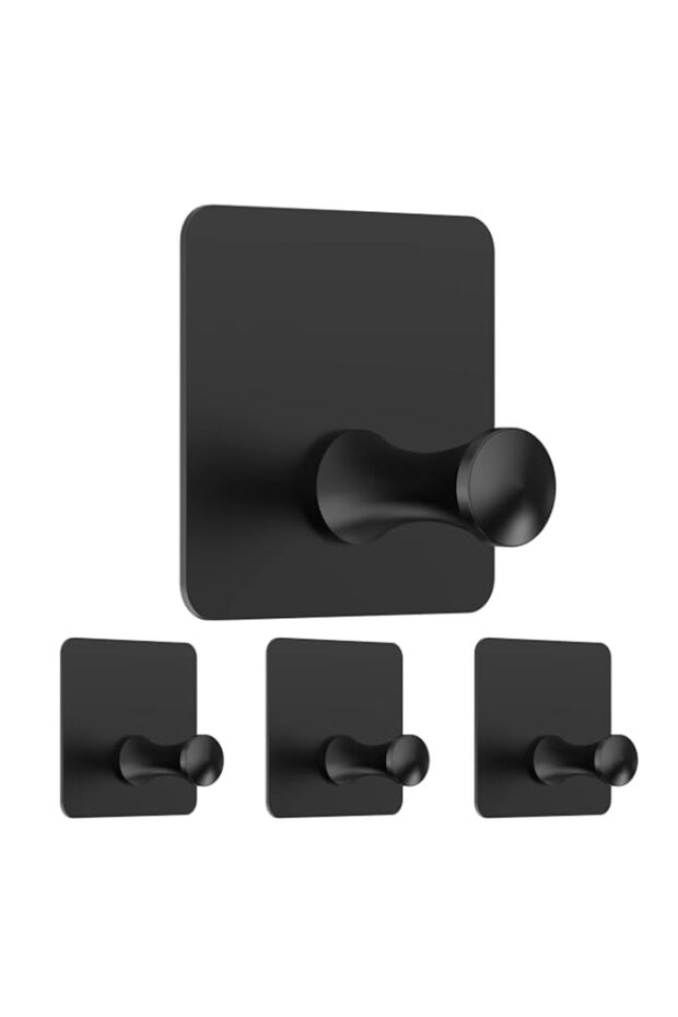 Excefore 4 Pack Adhesive Hooks, Waterproof Rustproof Removable Hooks, Wall Hangers without Nails Se