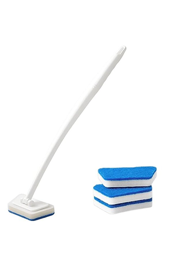 HASTHIP® 22'' Long Handle Bathtub Scrub Brush, Sponge Scouring Pad Cleaning Brush with 3Pcs Refills