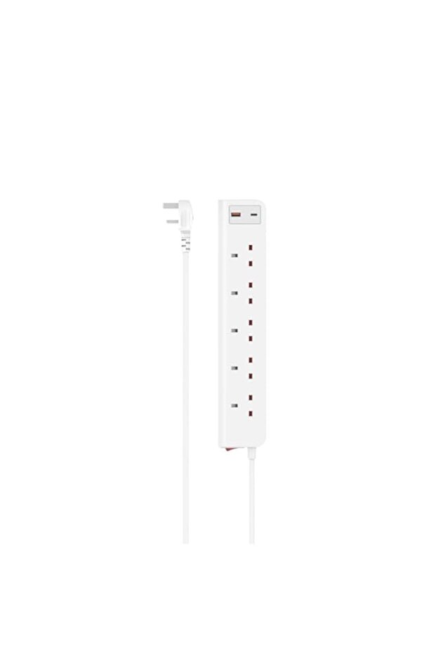 Hama 5-Way Power Extension Strip with USB-C 20W Power Delivery and USB-A UK Plug Multi Socket 5 Out