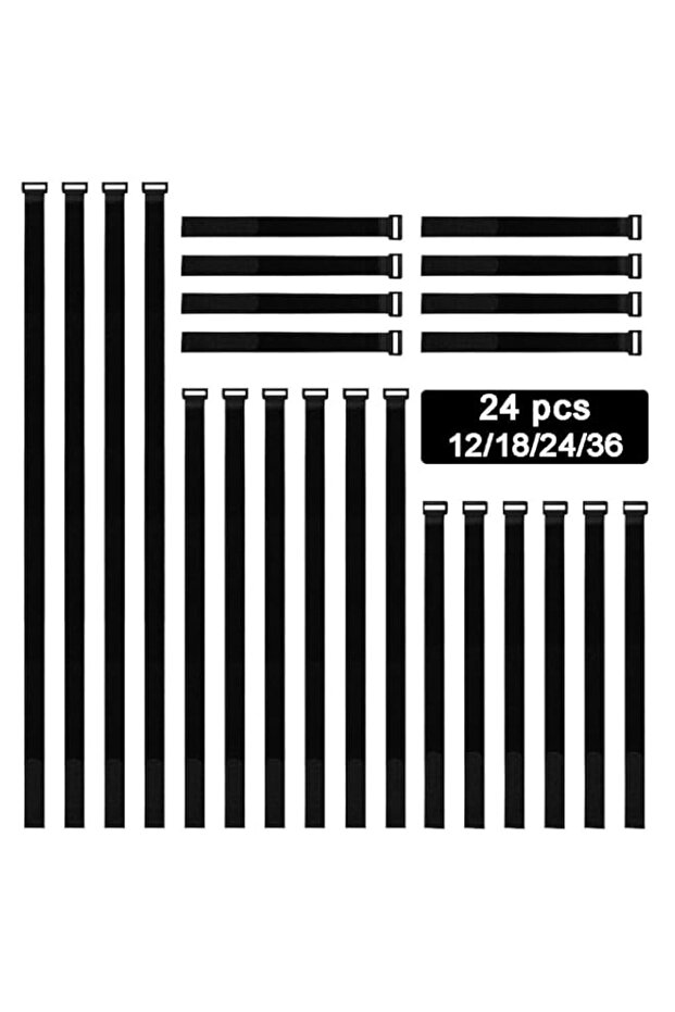 NALACAL Equalseal 12" 18" 24" 36" Cable Straps, 24 pcs a Reusable Fastening Hook and Loop Utility C