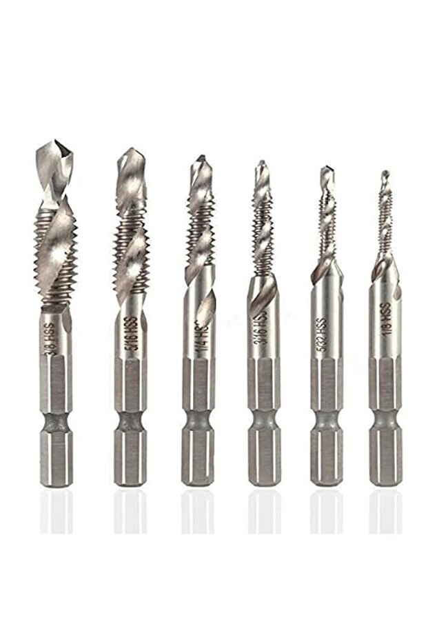 Yakamoz 6PCS Drill Tap Combination Bit Set HSS Deburr Countersink Bit 1/4 Hex Shank Tool Kit | Impe