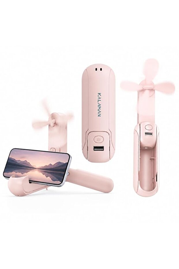 KALAMAN Handheld Mini Fan, 4 IN 1 Multifunction 3 Speed USB Rechargeable Small Pocket Fan, Flashlig