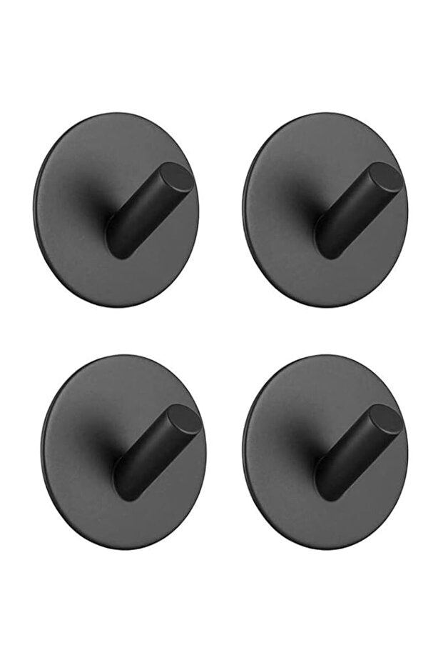 ELECDON Black Adhesive Hooks, Heavy Duty, Stainless Steel Wall Mount Wall Hooks for Hanging Robe Co