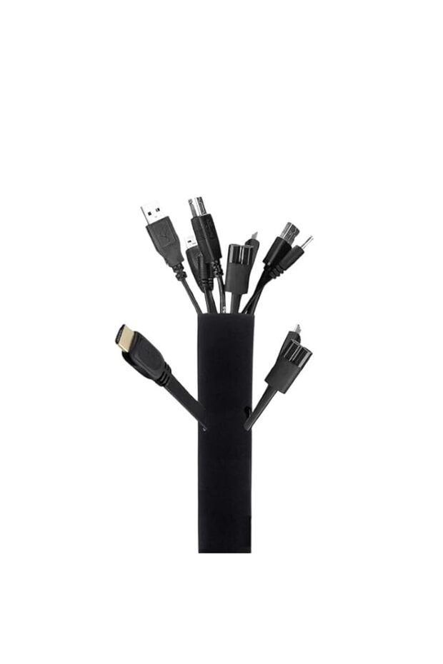 Wonder Care Soft Neoprene Cable Sleeve Wrap Cover Management Cord Wire Hider System with Zipper for