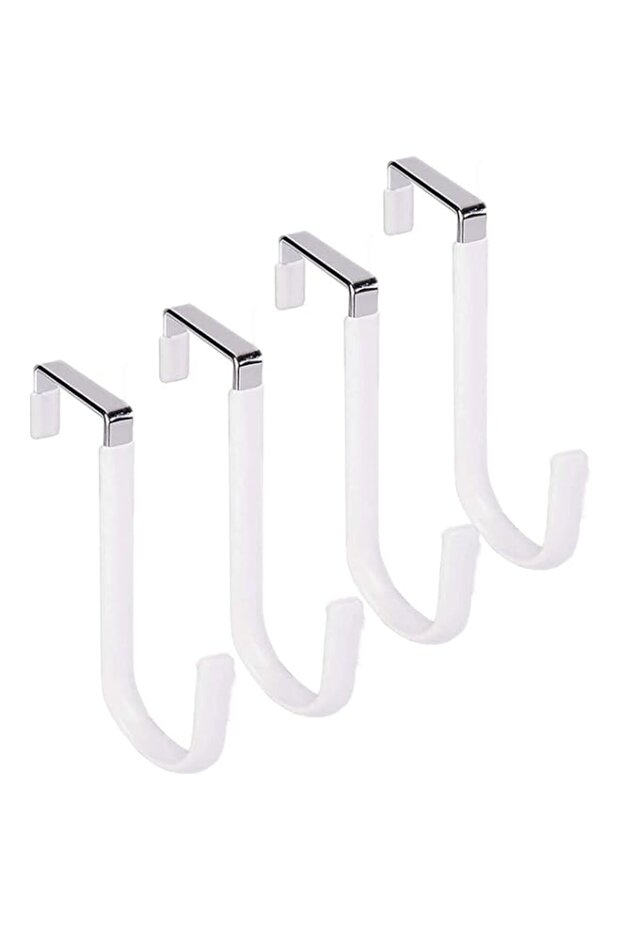 BIGTHREE 4 Pack Over The Door Organizer Hooks, Heavy Duty Metal Door Hangers, with Soft Rubber Coat