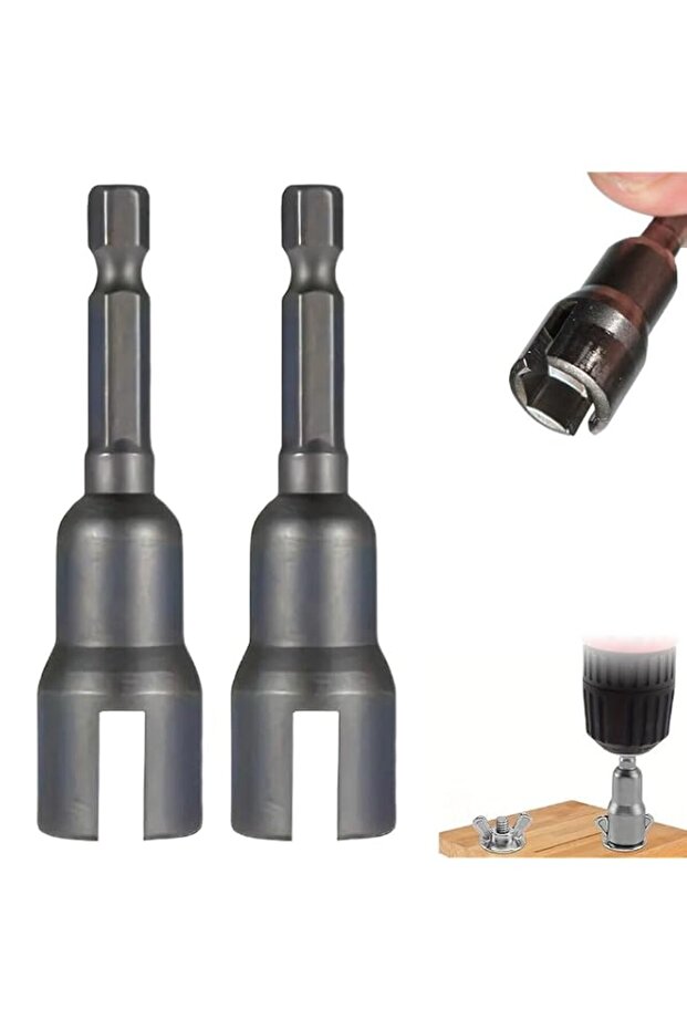 BIGTHREE 2 Pack Wing Nut Socket, Wing Nut Driver Bit, Wing Nut Tool, 1/4" Hex Shank Power Wing Nut
