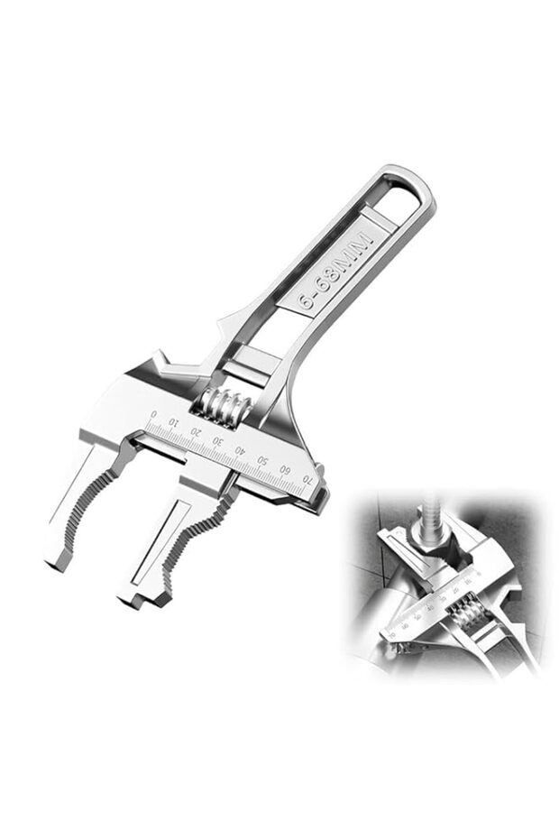 Bukela Large Opening Pipe Adjustable Spanner Wide Jaw Opening Plumbing Stubby Wrench Universal Repa