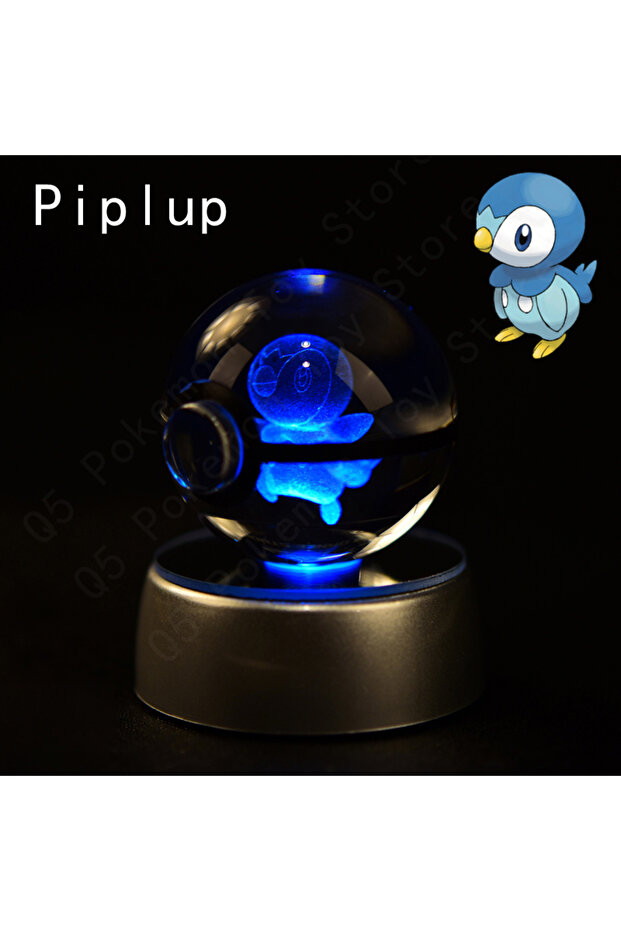 26 Piplup Pokemon Crystal Ball 3D Mewtwo Pikachu Gengar Pokeball 3D Night Light Lamp Glass Statue Po