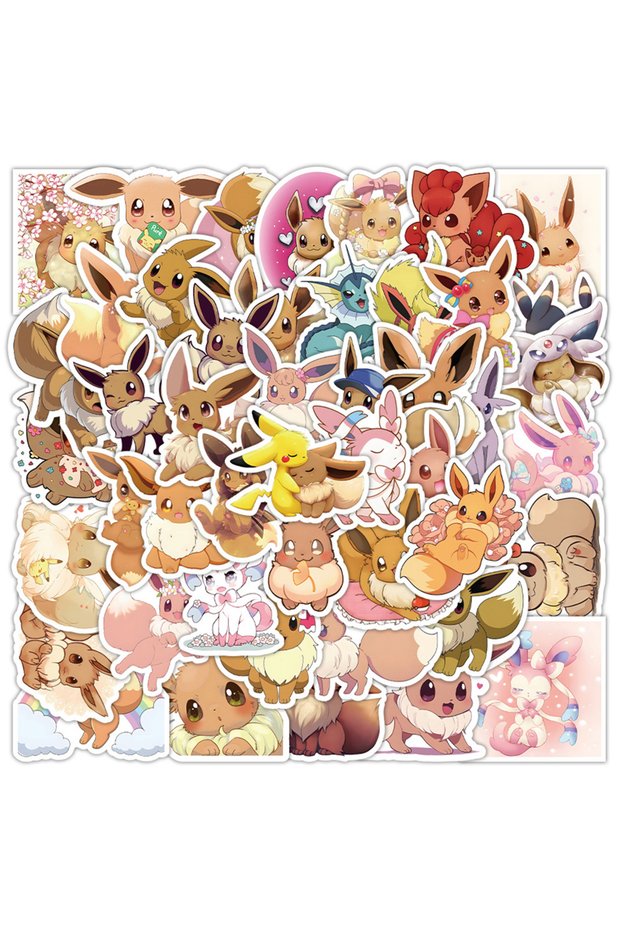 30PCS 10/30/50pcs Pokemon Elf Eevee Cartoon Stickers Anime Decals DIY Luggage Stationery Phone Helme